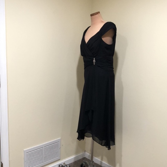 Vintage Dawn Joy Midi Dress Size Medium 10 Black Jeweled Asymmetrical Hem - Picture 4 of 9
